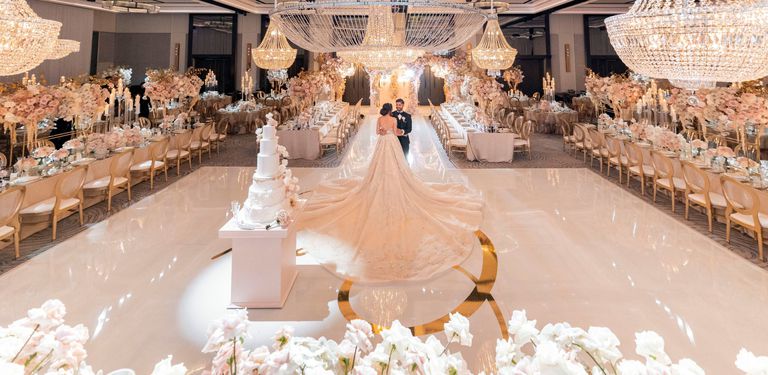 Wedding reception with Mr. & Mrs. sign